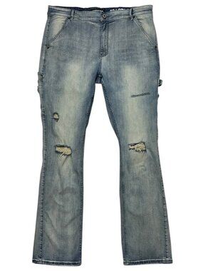Serenede Stacked Denim Carpenter Jean 42 Distressed Slim Leg